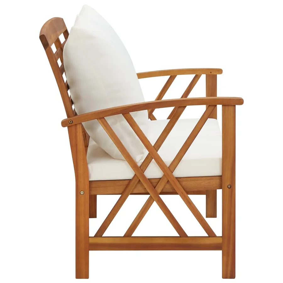 Banc de jardin avec coussins 119 cm Bois solide d'acacia - 3