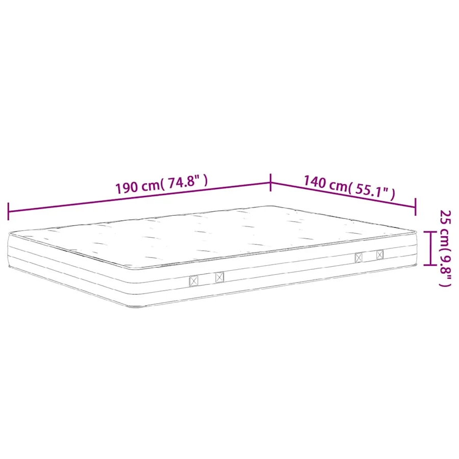 Matelas à ressorts ensachés dureté moyenne 140x190 cm - 9