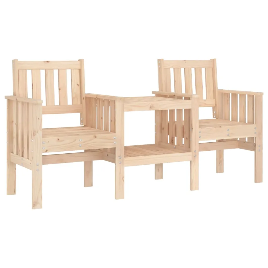 Banc de jardin avec table 2 places bois de pin massif - 2