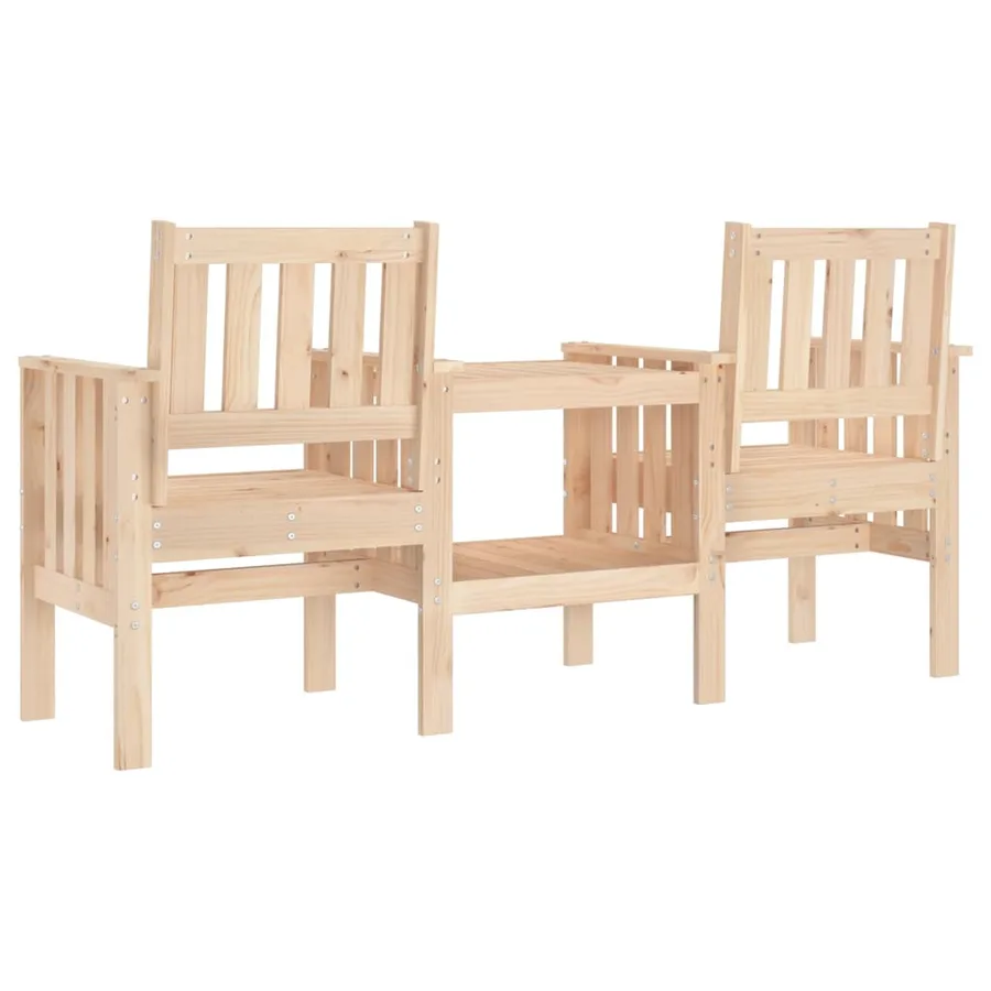 Banc de jardin avec table 2 places bois de pin massif - 5