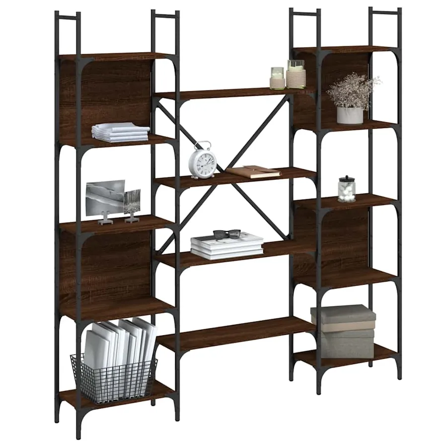 Bibliothèque chêne marron 155,5x24x166,5 cm bois d'ingénierie - 4