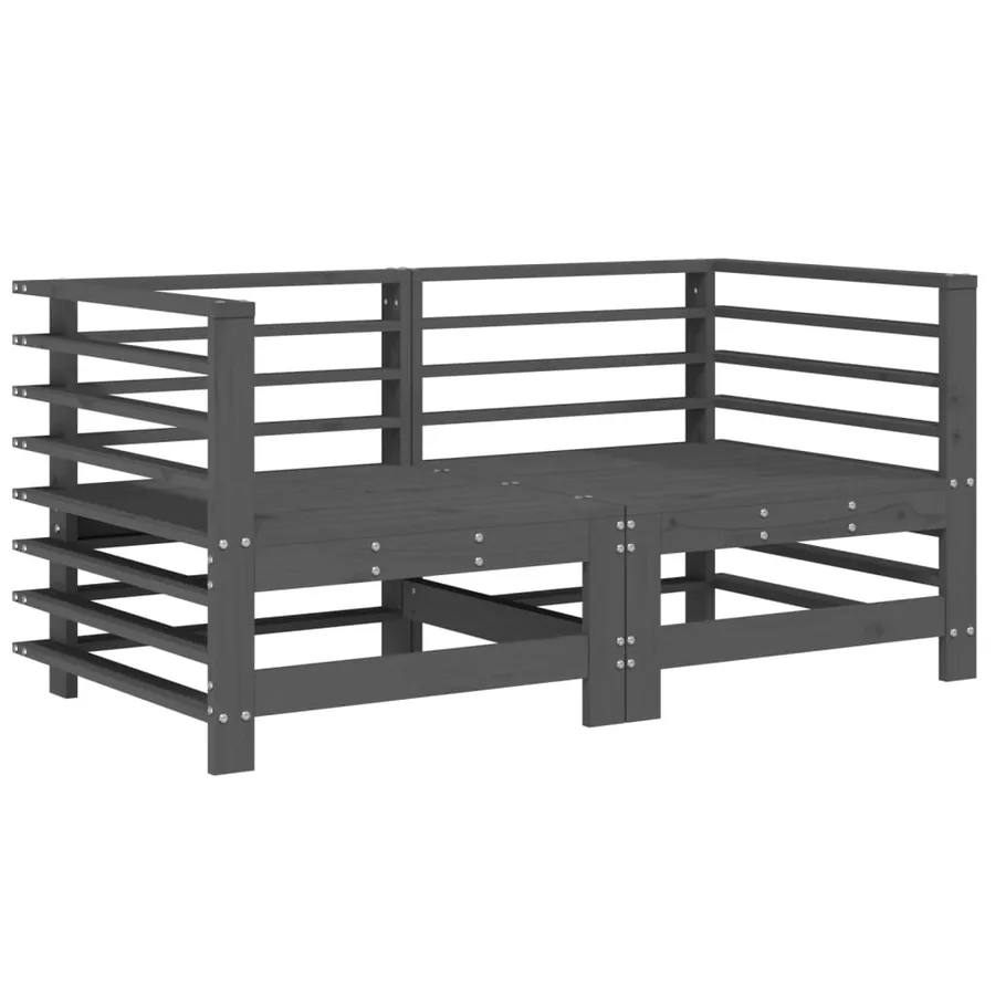 Canapés d'angle avec coussins 2 pcs gris bois de pin massif - 3