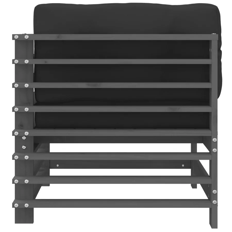 Canapés d'angle avec coussins 2 pcs gris bois de pin massif - 7