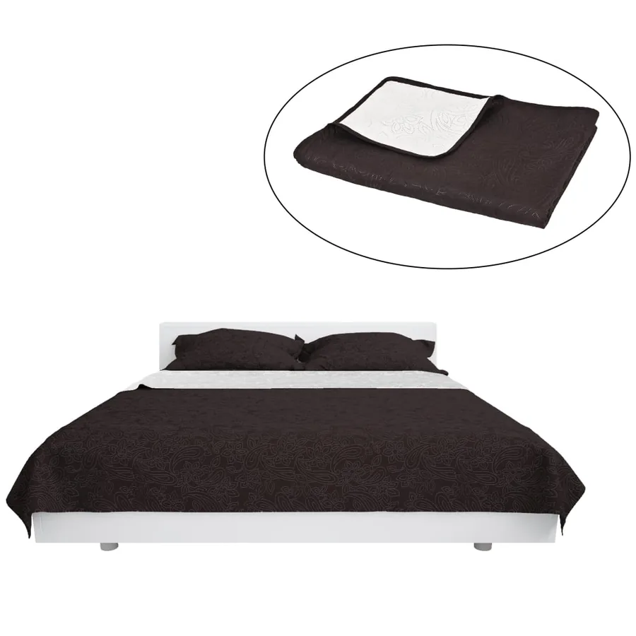 Couvre-lit à double face matelassé 170 x 210 cm Crème et marron - 2
