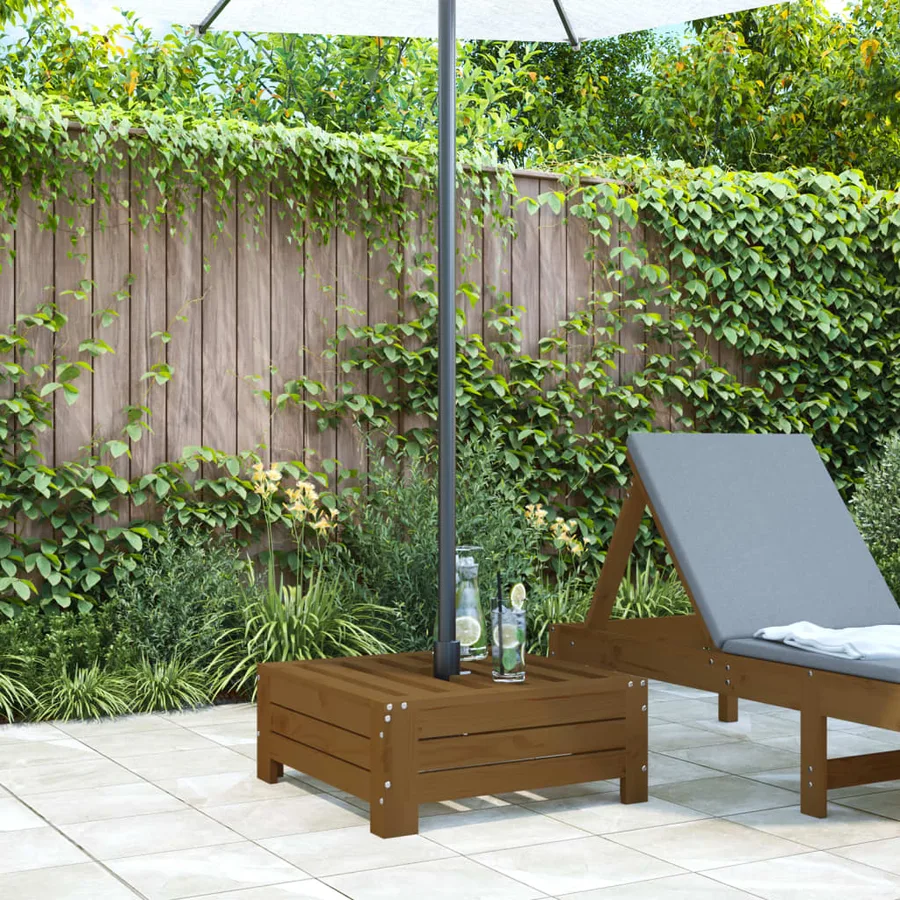 Couvercle de base de parasol marron miel bois massif de pin - 3