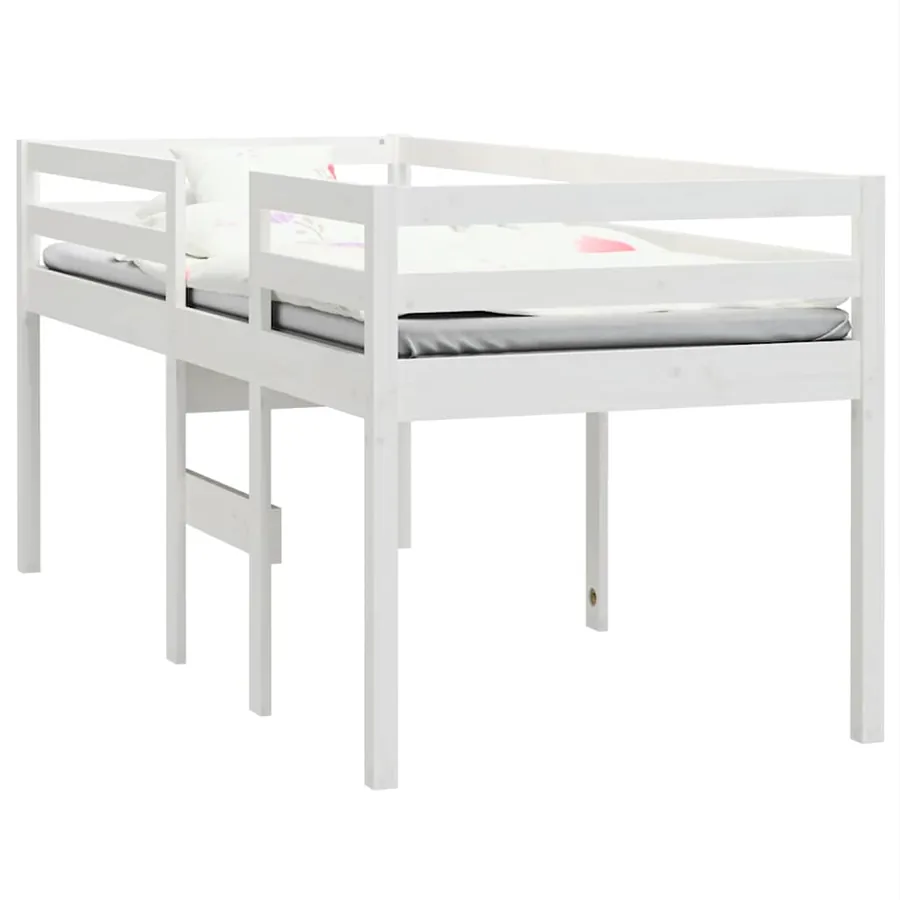 Lit haut sans matelas blanc 80x200 cm bois de pin massif - 3