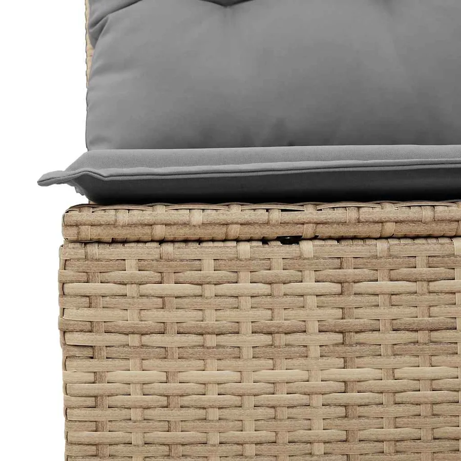 Canapé de jardin avec coussins 4 places beige résine tressée - 7