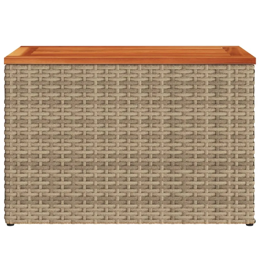 Tables d'appoint de jardin 2 pcs beige rotin bois massif - 6