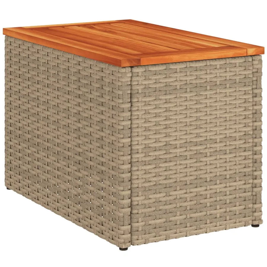 Tables d'appoint de jardin 2 pcs beige rotin bois massif - 8