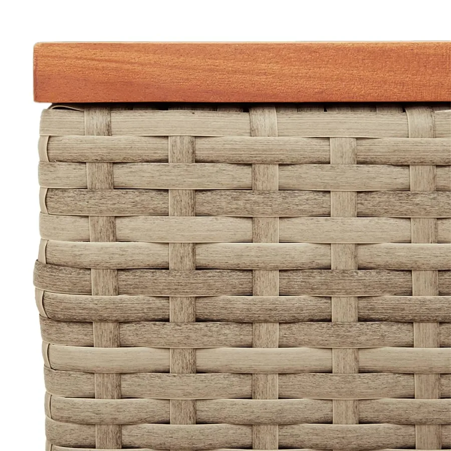 Tables d'appoint de jardin 2 pcs beige rotin bois massif - 9