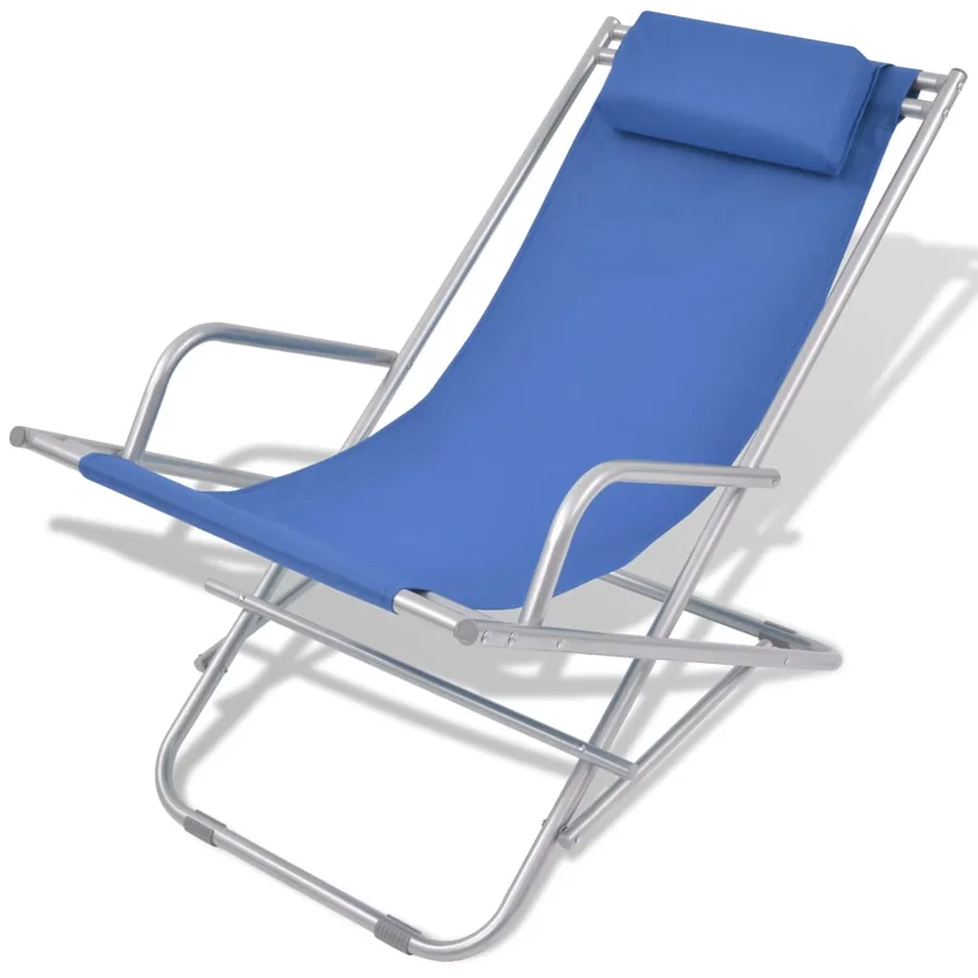 Chaises inclinables de terrasse lot de 2 Acier Bleu - 2