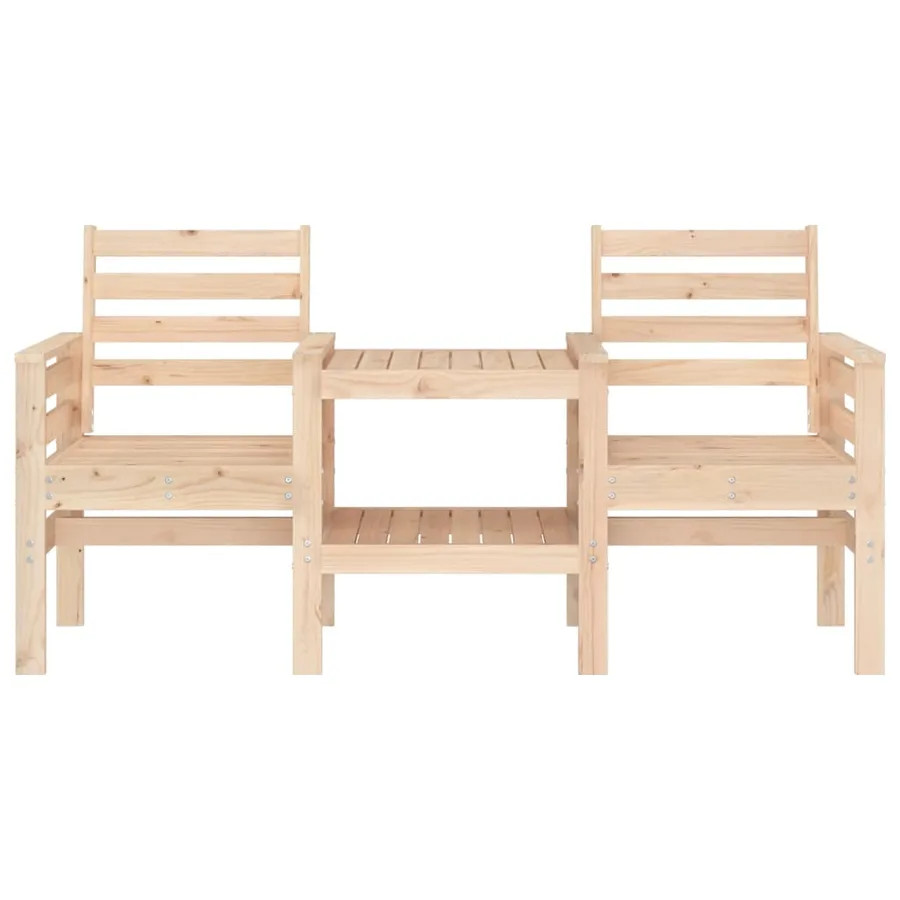 Banc de jardin avec table 2 places bois de pin massif - 3
