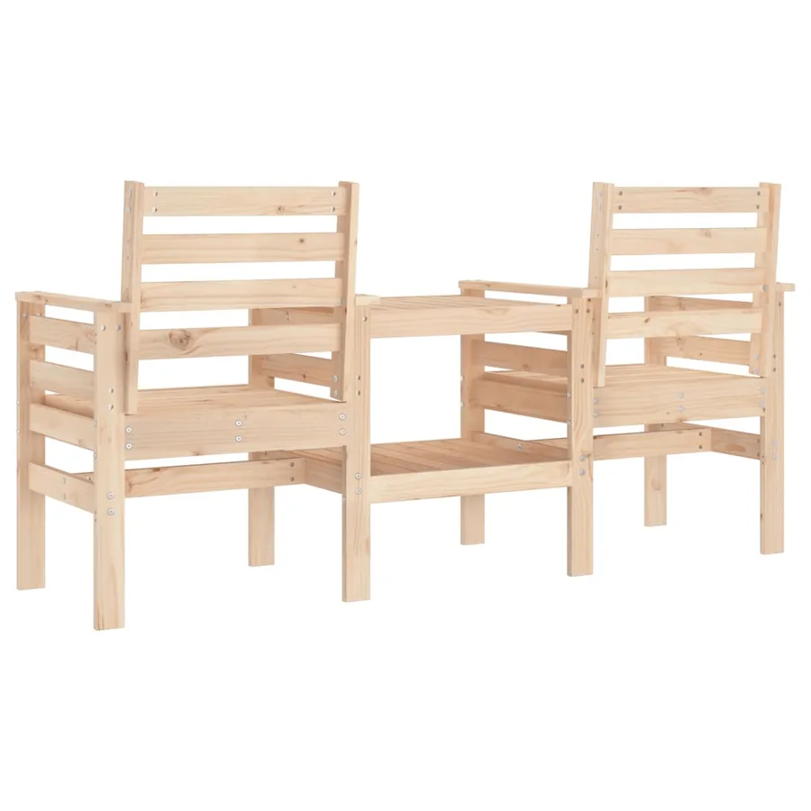 Banc de jardin avec table 2 places bois de pin massif - 5