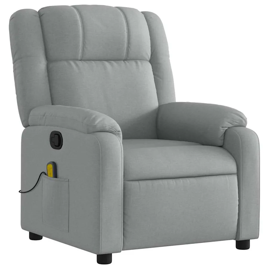 Fauteuil inclinable de massage gris clair tissu - 3