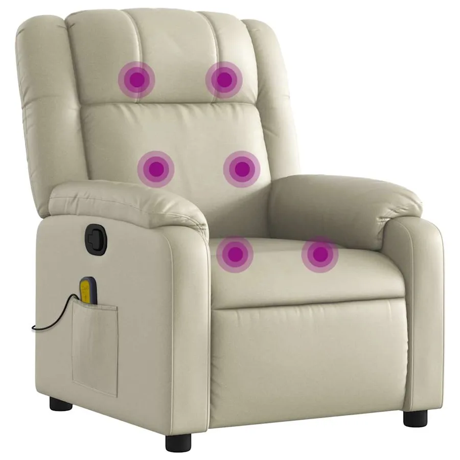 Fauteuil inclinable de massage Crème Similicuir - 2