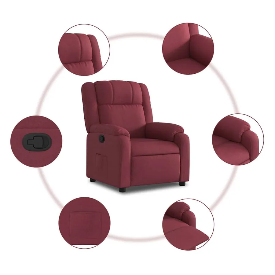 Fauteuil inclinable Rouge bordeaux Tissu - 5