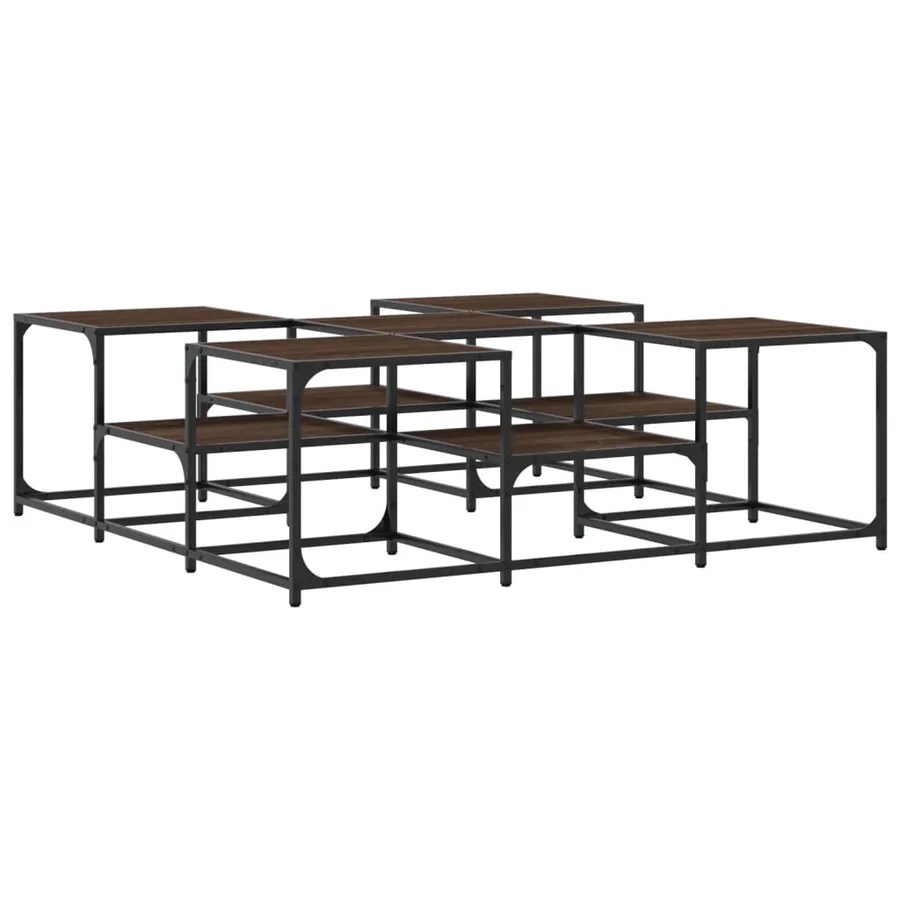 Table basse chêne marron 121x121x40 cm bois d'ingénierie - 7