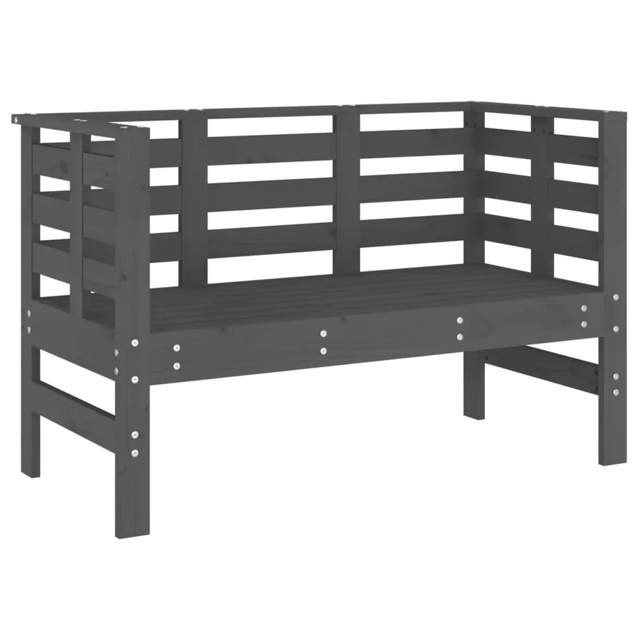 Banc de jardin gris 111,5x53x71 cm bois massif de pin - 2