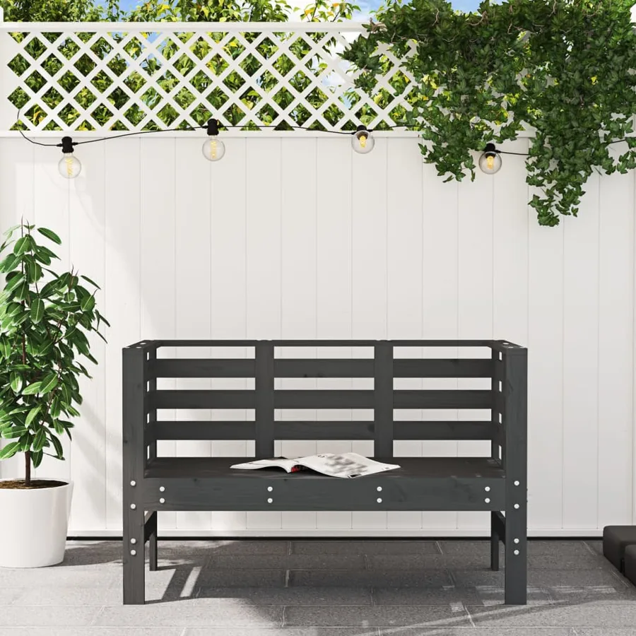 Banc de jardin gris 111,5x53x71 cm bois massif de pin - 3