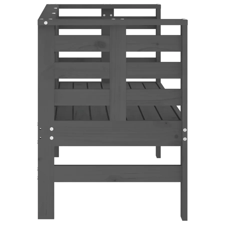 Banc de jardin gris 111,5x53x71 cm bois massif de pin - 5