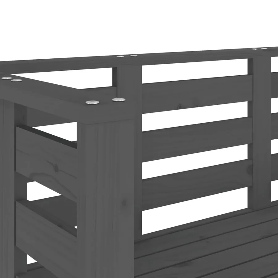 Banc de jardin gris 111,5x53x71 cm bois massif de pin - 7