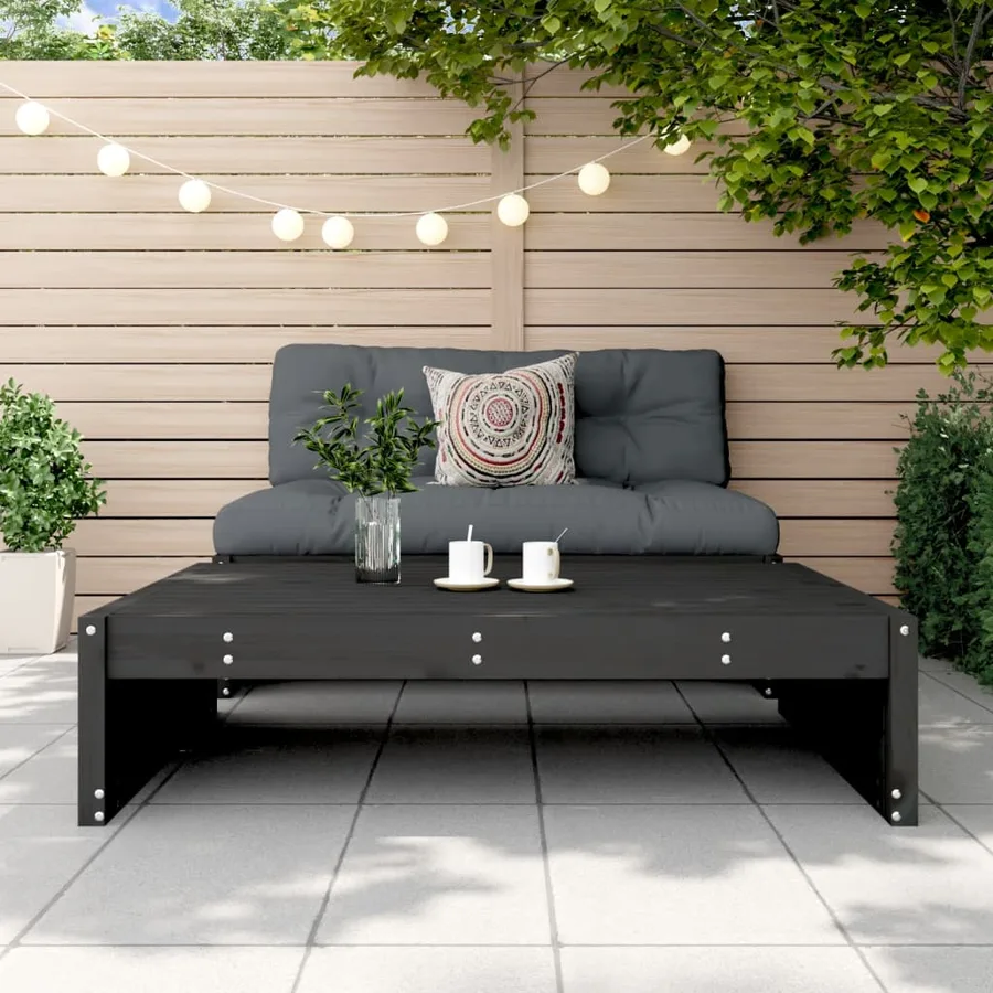 Repose-pied de jardin 120x80 cm noir bois de pin massif - 3