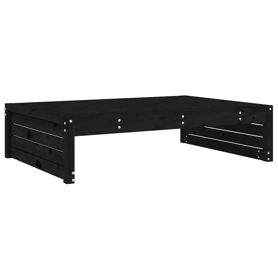 Repose-pied de jardin 120x80 cm noir bois de pin massif - 6