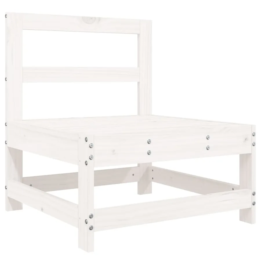 Salon de jardin 3 pcs blanc bois massif de pin - 4