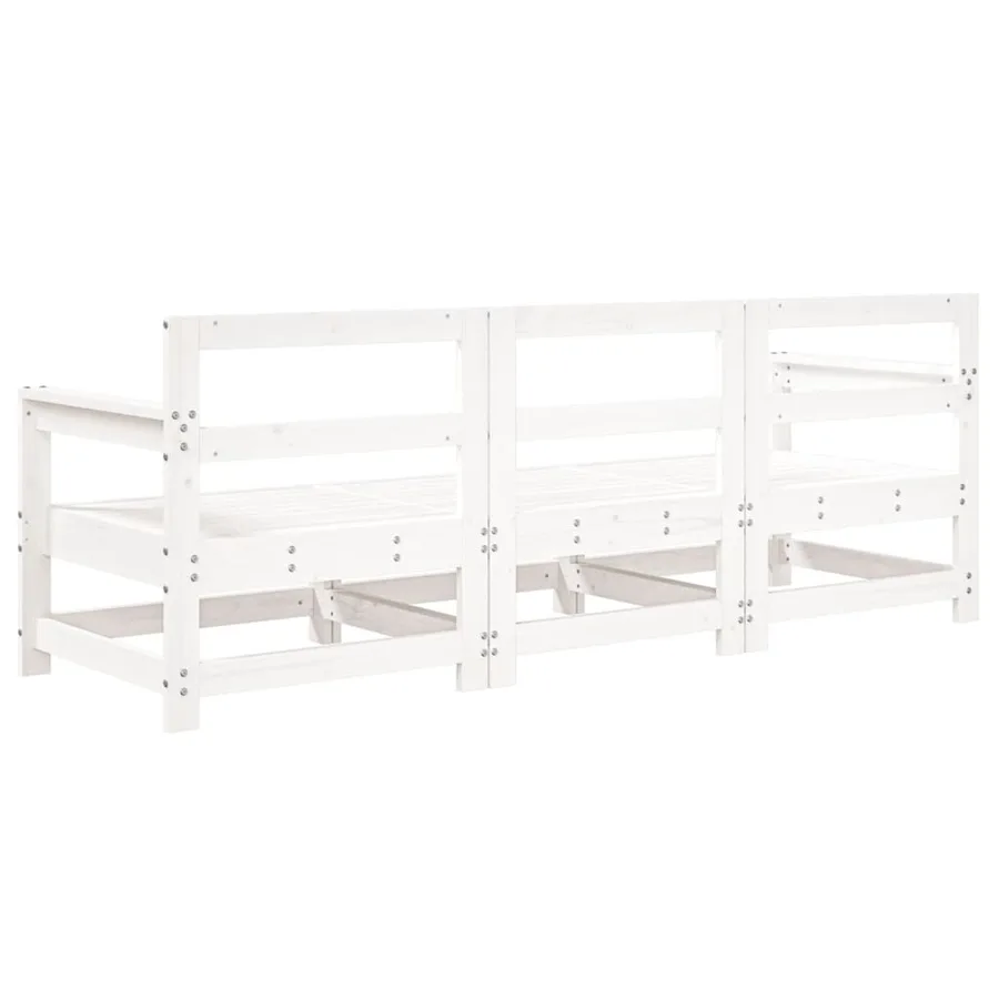 Salon de jardin 3 pcs blanc bois massif de pin - 5