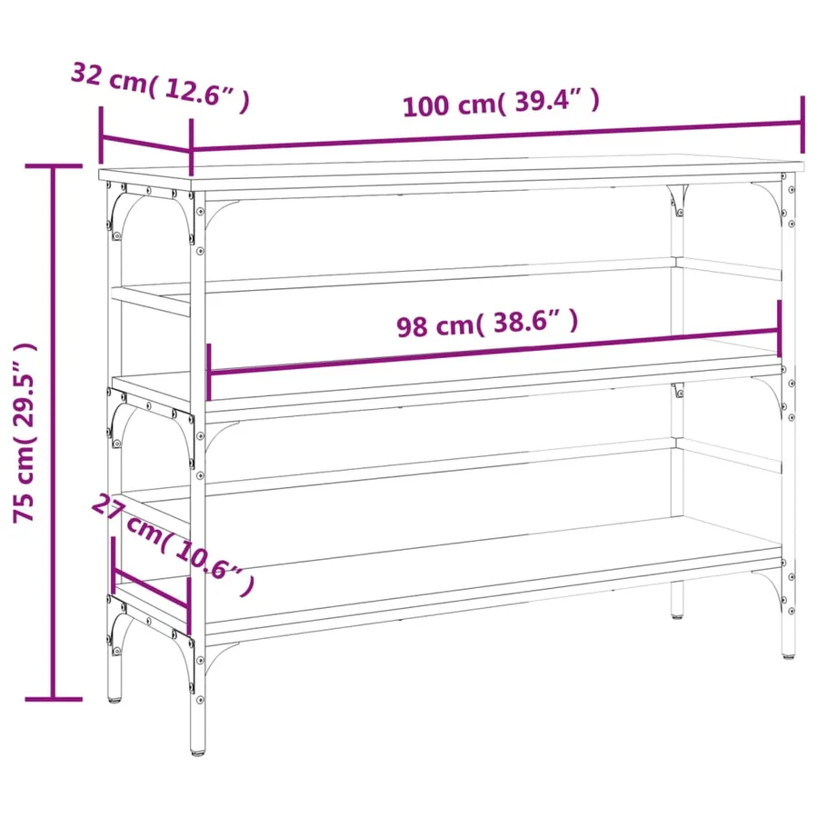 Table console sonoma gris 100x32x75 cm bois d'ingénierie - 10