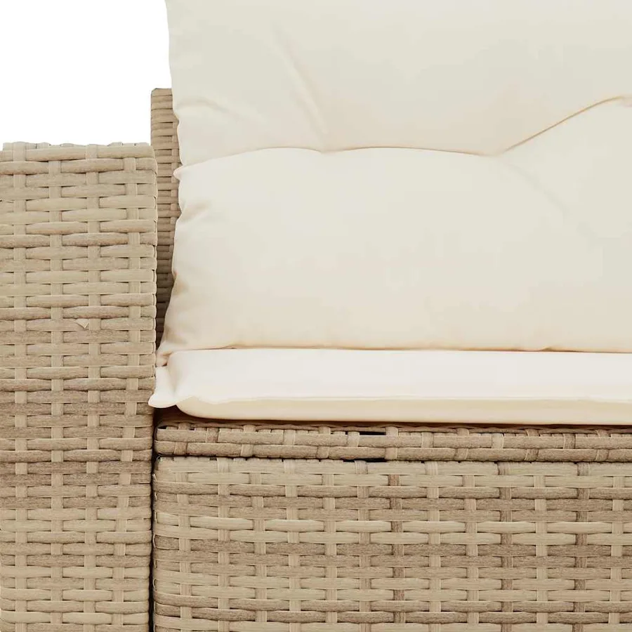 Canapé de jardin avec coussins 2 places beige résine tressée - 7