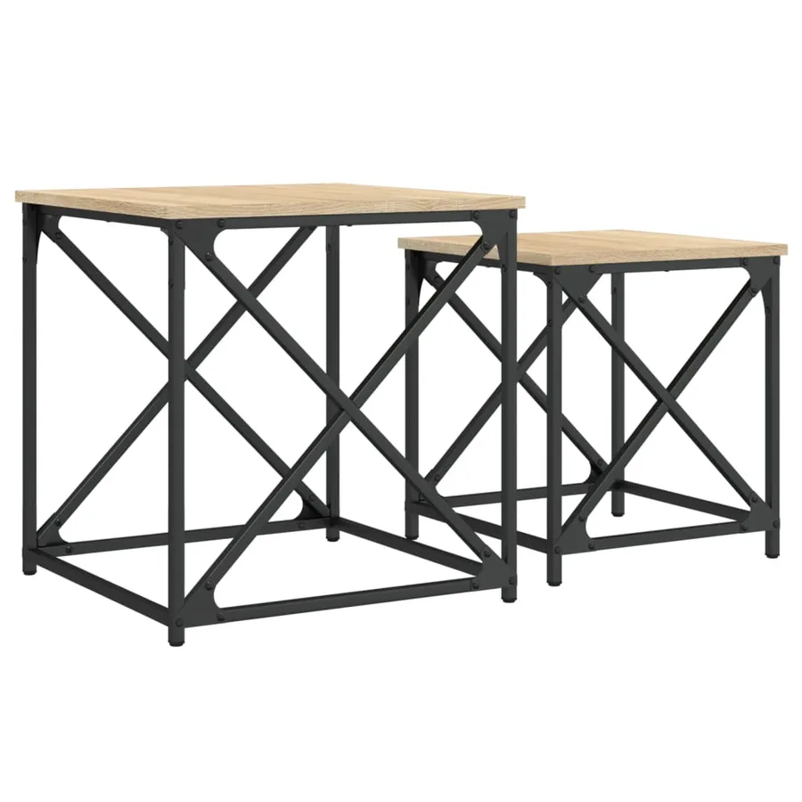 Tables basses gigognes 2 pcs chêne sonoma bois d'ingénierie - 2