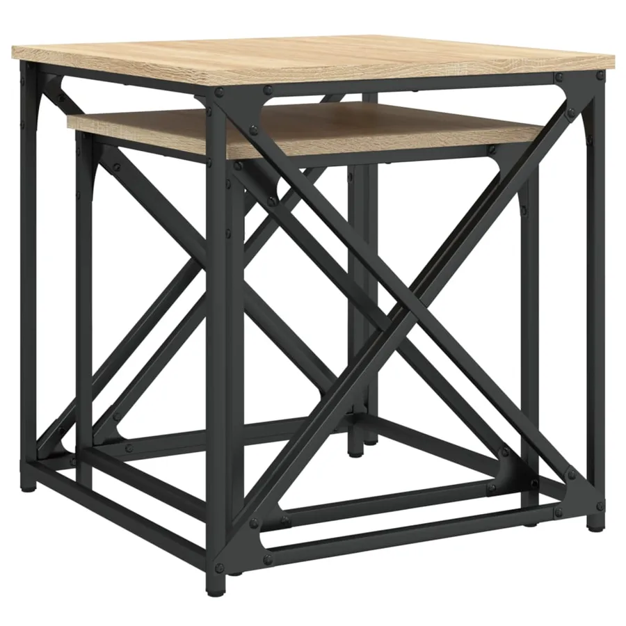 Tables basses gigognes 2 pcs chêne sonoma bois d'ingénierie - 8