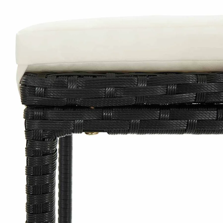 Ensemble de bar de jardin 3 pcs et coussins Résine tressée Noir - 11