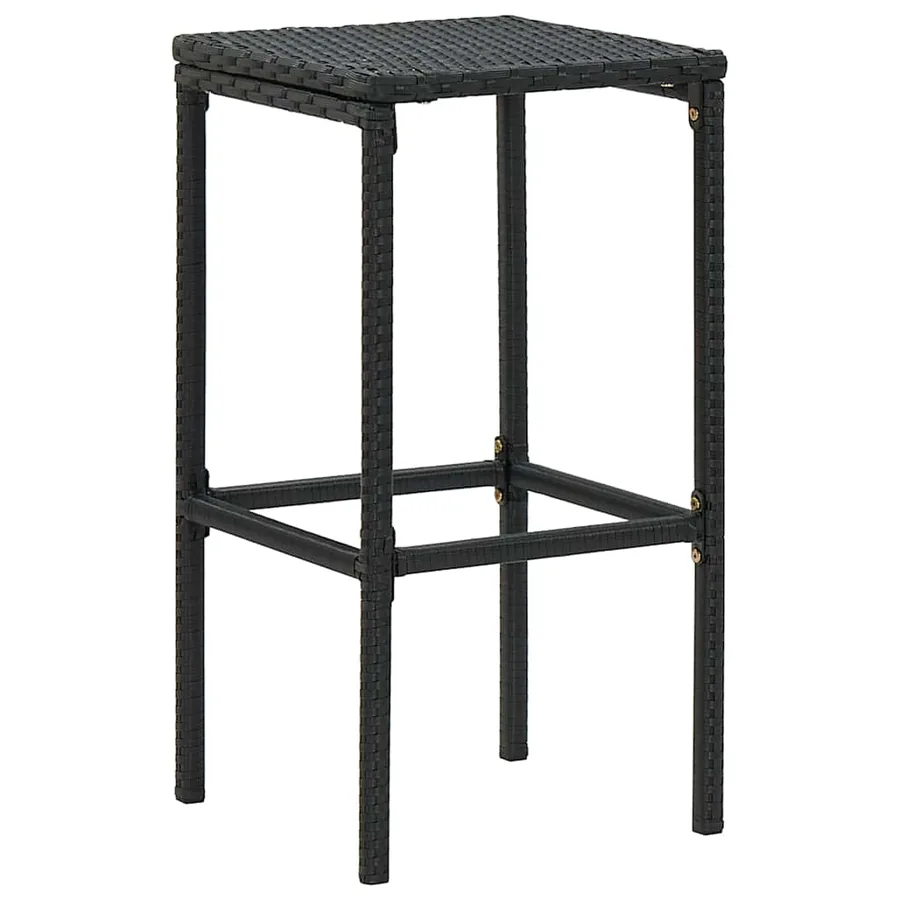 Ensemble de bar de jardin 3 pcs et coussins Résine tressée Noir - 12