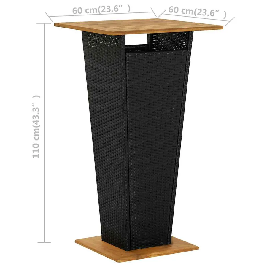 Ensemble de bar de jardin 3 pcs et coussins Résine tressée Noir - 13