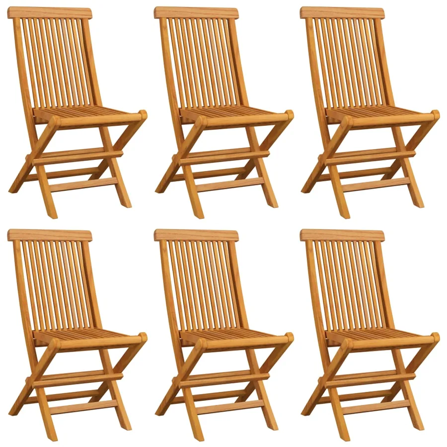 Chaises de jardin et coussins gris lot de 6 Bois de teck massif - 3