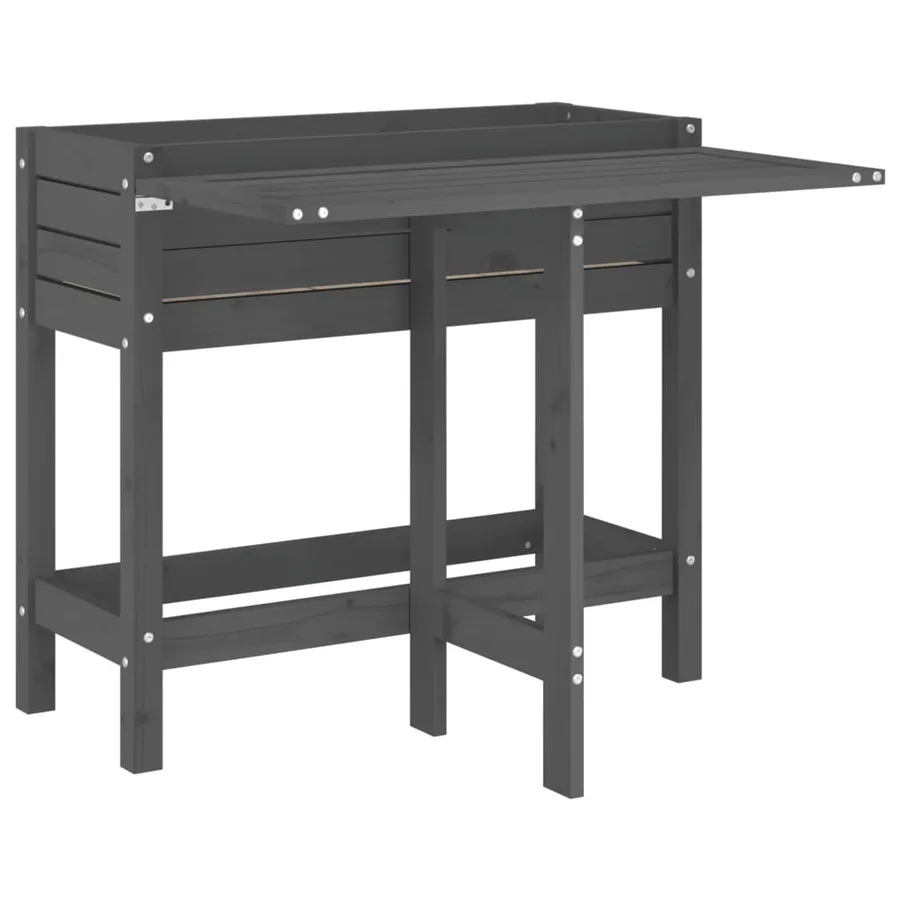 Jardinière de jardin avec dessus pliable gris bois pin massif - 2
