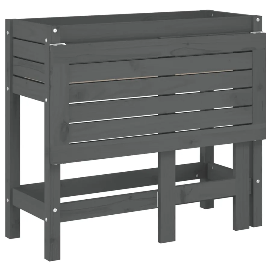 Jardinière de jardin avec dessus pliable gris bois pin massif - 8