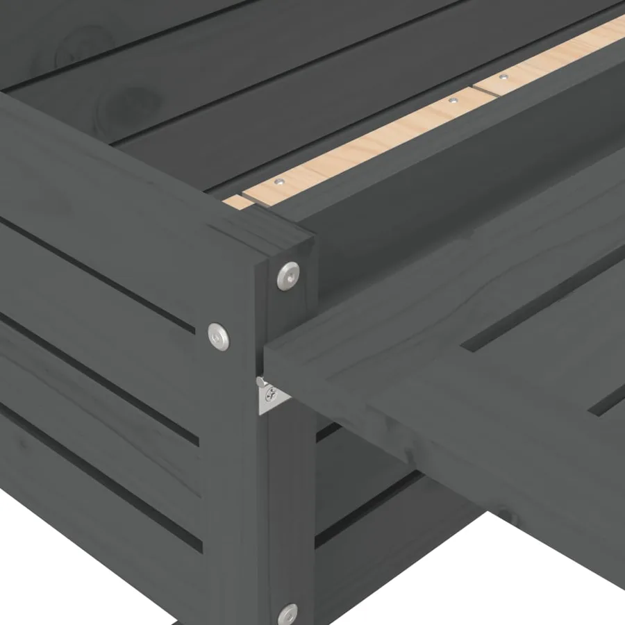 Jardinière de jardin avec dessus pliable gris bois pin massif - 9