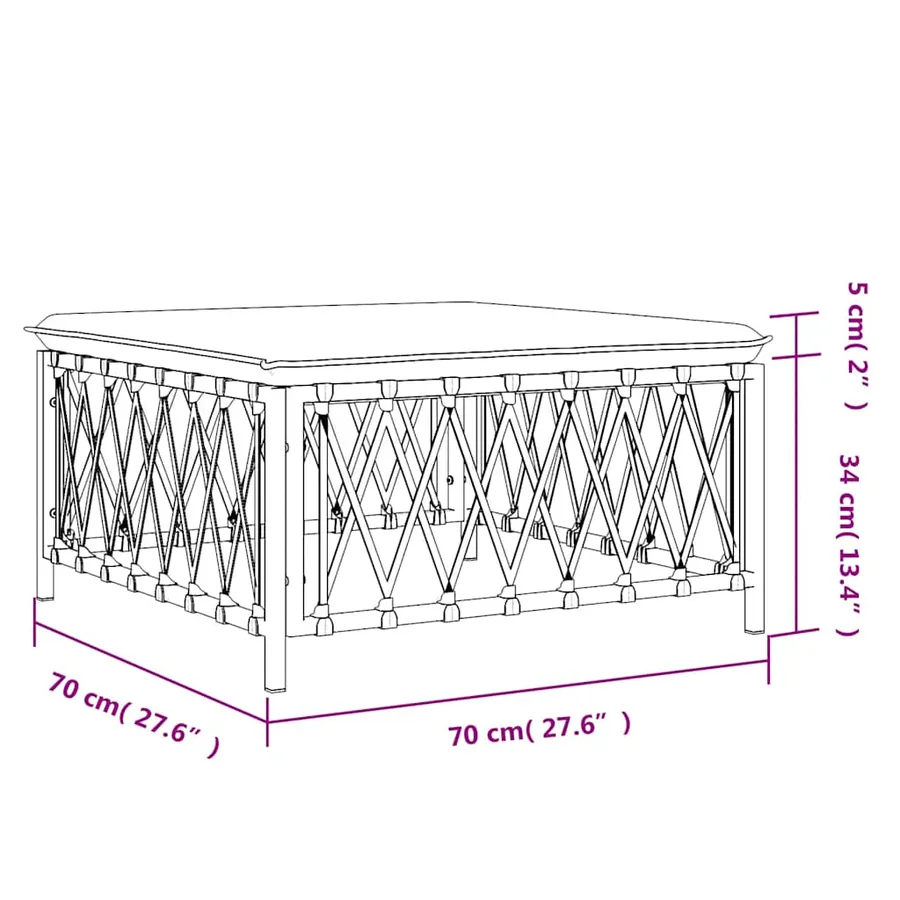 Repose-pied de jardin avec coussin anthracite tissu tissé - 7