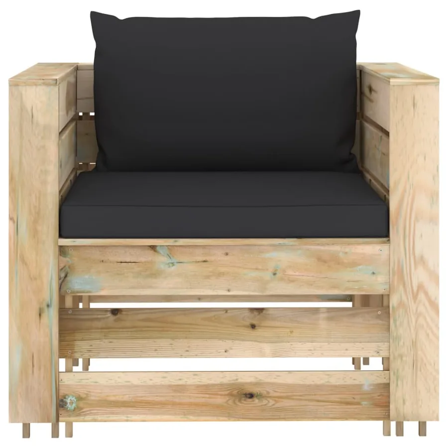 Salon de jardin 2 pcs avec coussins Bois imprégné de vert - 3