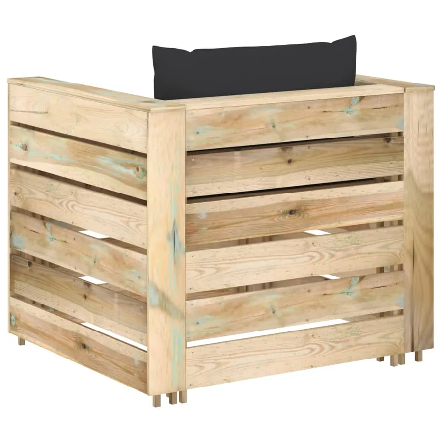 Salon de jardin 2 pcs avec coussins Bois imprégné de vert - 5