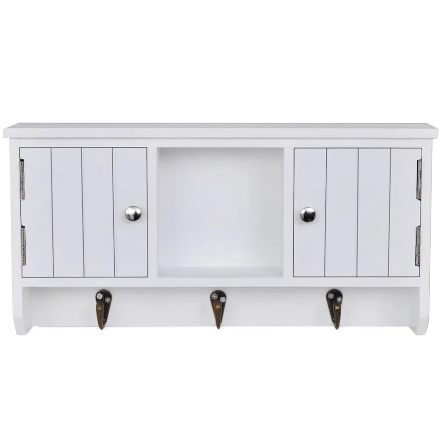Armoire murale pour clés et bijoux avec portes et crochets - 3
