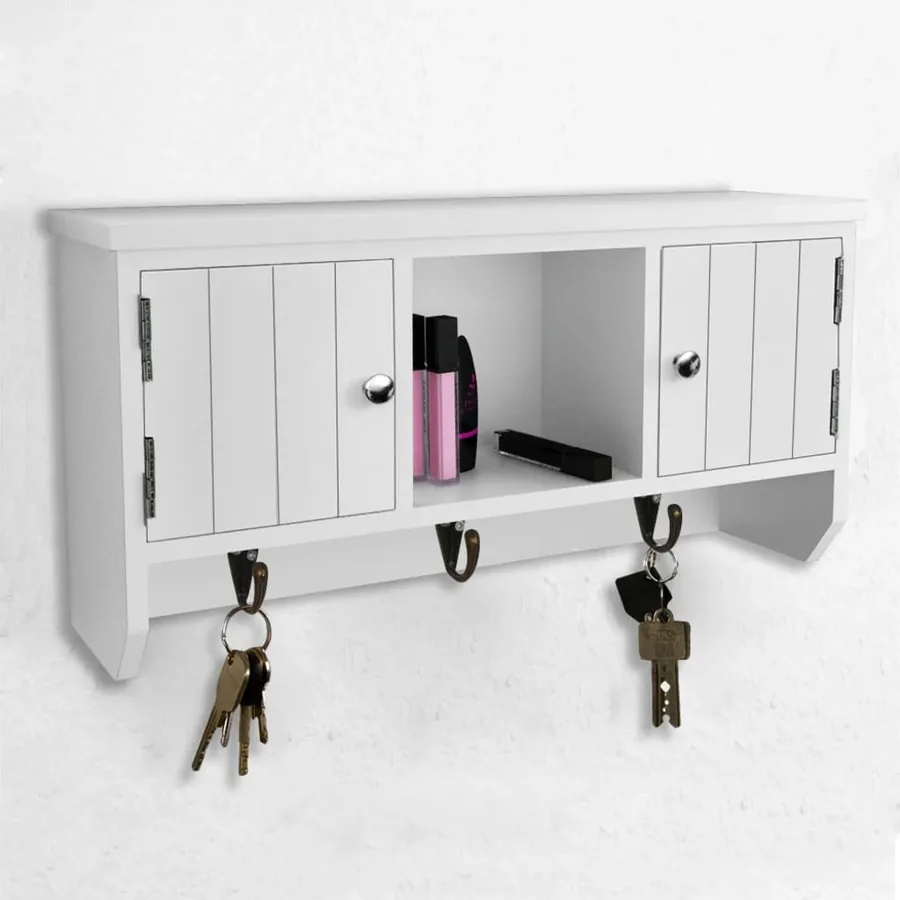 Armoire murale pour clés et bijoux avec portes et crochets - 7
