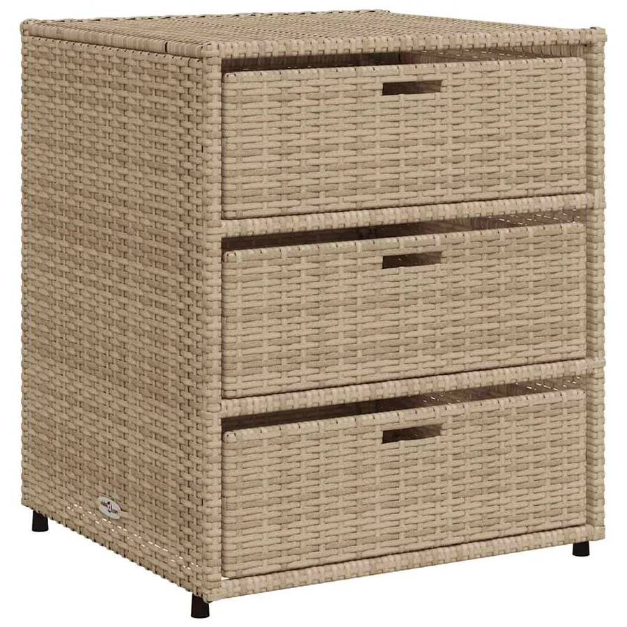 Armoire de rangement de jardin beige 55x59x69 cm résine tressée - 2