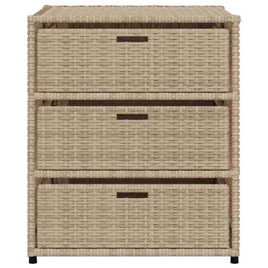 Armoire de rangement de jardin beige 55x59x69 cm résine tressée - 5