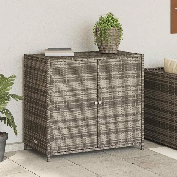Armoire de rangement de jardin gris 83x45x76 cm résine tressée
