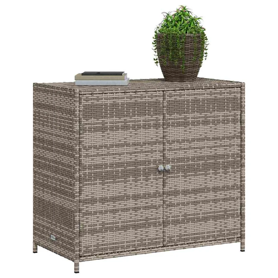Armoire de rangement de jardin gris 83x45x76 cm résine tressée - 5