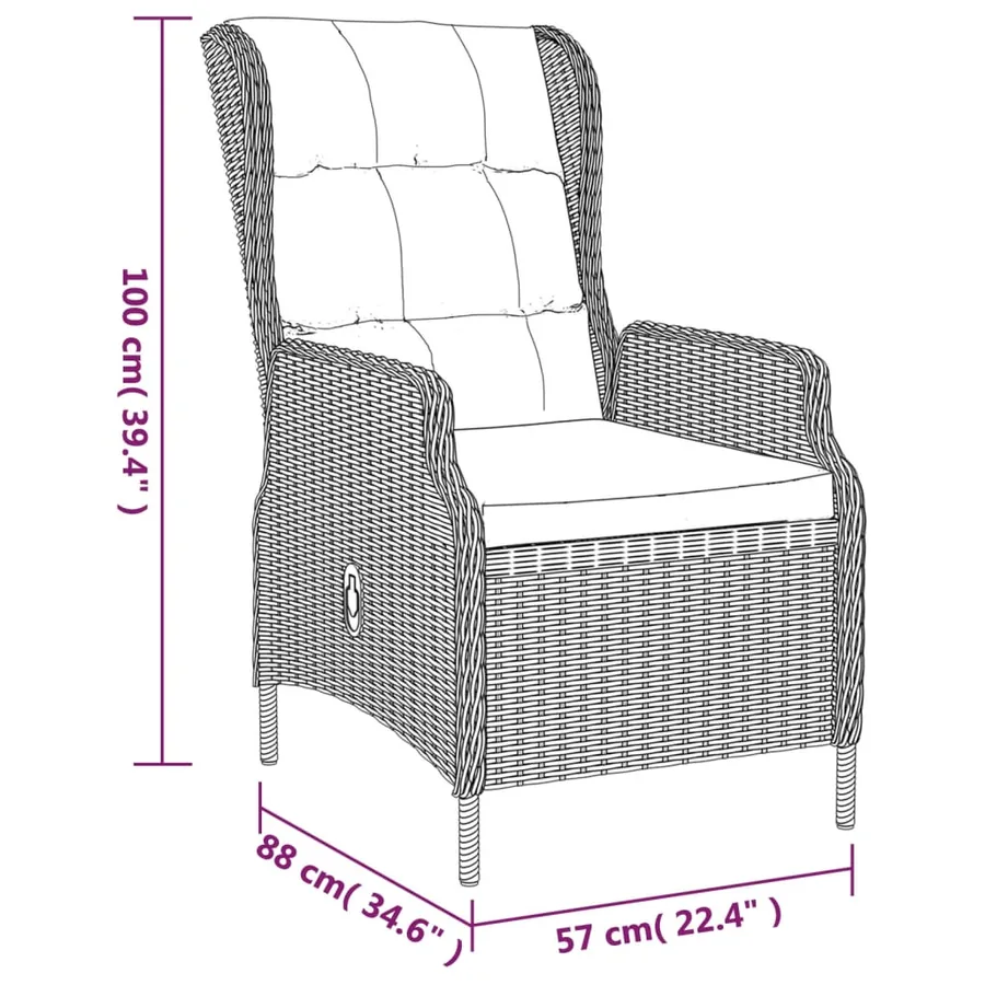 Ensemble à manger de jardin 5 pcs Gris foncé Résine tressée - 11